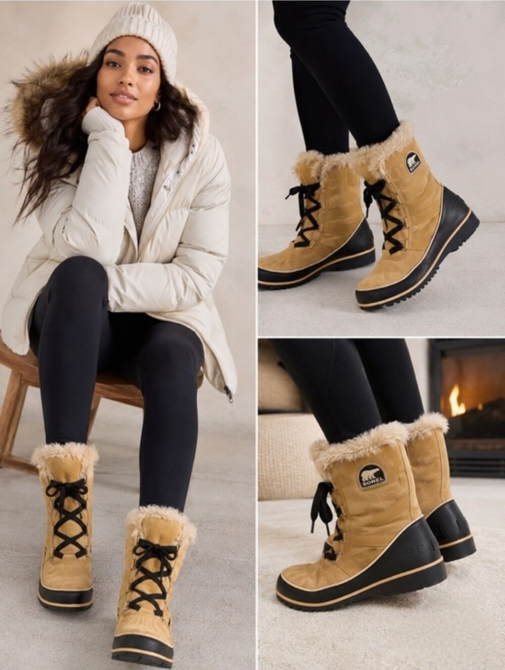 NWOB Sorel Tivoli II Waterproof Snow Boots Curry Black Women’s Size 9